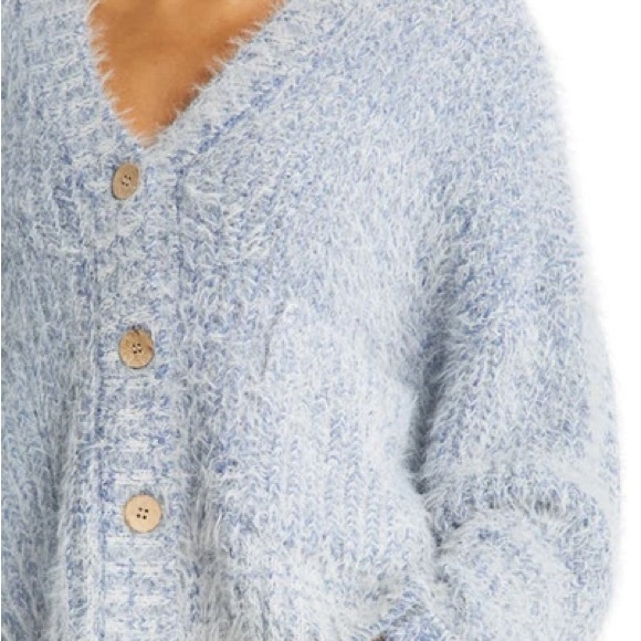 Rip Curl Fuzzy Baby Blue Lightweight Cardigan Sweater - Picture 14 of 16